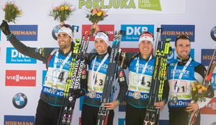 Fourcade blestel tudi v francoski štafeti, Slovenci 12.