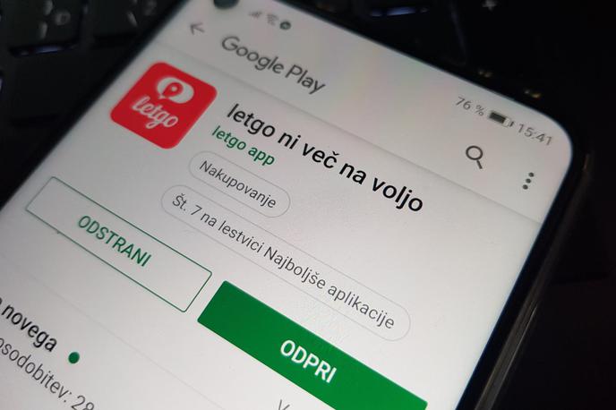 Letgo | Čeprav se je ime letgo v trgovini Google Play spremenilo v "letgo ni več na voljo", je aplikacijo še vseeno mogoče namestiti in celo pregledovati oglase. | Foto Matic Tomšič