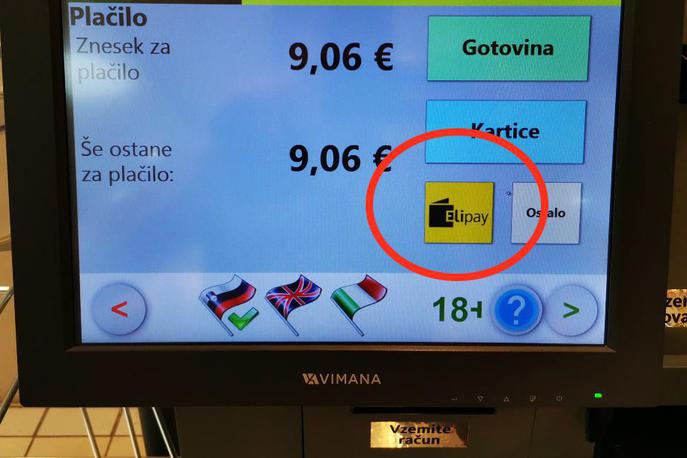 Elipay, Eligma, Tuš 1 | Možnost za plačilo s sistemom Elipay se je na Tuševe hitre blagajne v ponedeljek prikradla tako neopazno, da za to niso vedeli niti nekateri prodajalci. | Foto Matic Tomšič