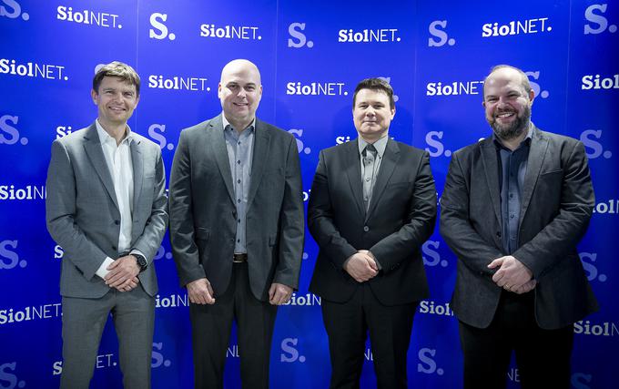 Boštjan Škufca Zaveršek, podpredsednik uprave Telekom Slovenije, Igor Gajster, direktor družbe TSmedia, Boštjan Košak, predsednik uprave Telekom Slovenije, Mihael Šuštaršič, odgovorni urednik Siol.net  | Foto: Ana Kovač