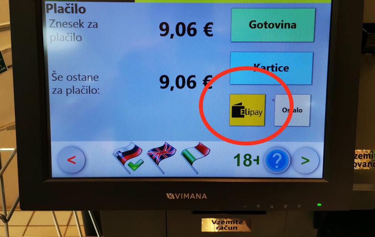 Elipay, Eligma, Tuš 1 | Možnost za plačilo s sistemom Elipay se je na Tuševe hitre blagajne v ponedeljek prikradla tako neopazno, da za to niso vedeli niti nekateri prodajalci. | Foto Matic Tomšič