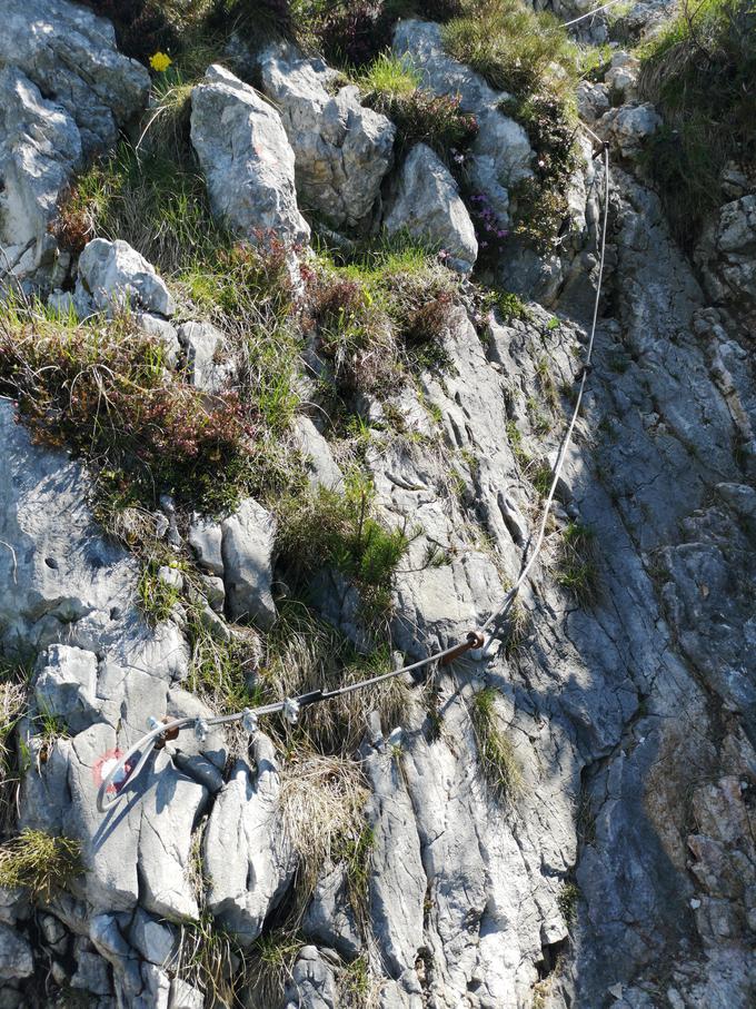 Pod vrhom nam na dveh mestih za nekaj korakov pomagata jeklenici. | Foto: Matej Podgoršek