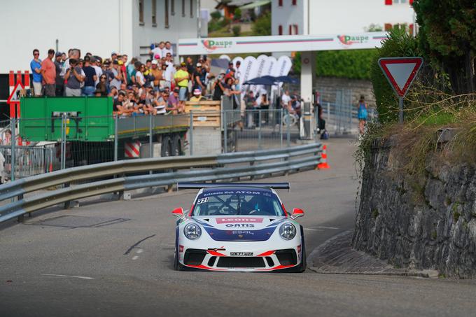 Matevž Čuden (porsche GT3 cup) med dirko v Švici, kjer se je pripravljal na nadaljevanje slovenskega DP v Ilirski Bistrici. | Foto: osebni arhiv