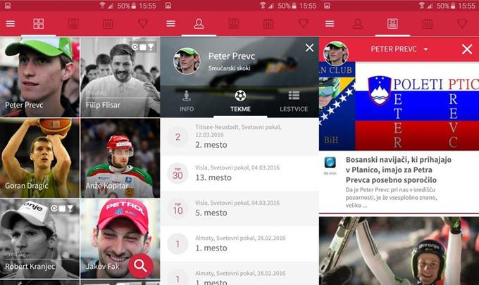 Odlika aplikacije Fancore je ažurnost, saj so informacije o športnikih redno posodabljane.  | Foto: 