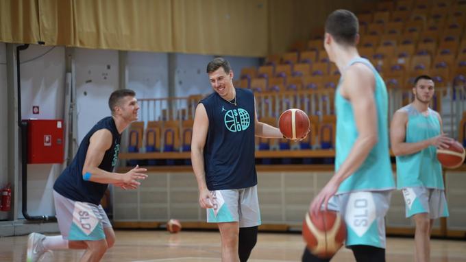 Edo Murić in Vlatko Čančar na torkovem treningu v hali Tivoli. | Foto: STA