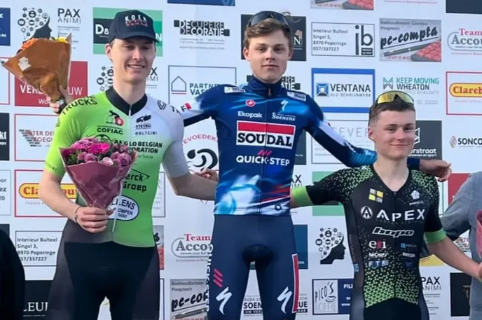 Gal Stare | 16-letni slovenski kolesar Gal Stare je v nedeljo prvič zmagal v dresu svoje nove ekipe Soudal Quick-Step U19.