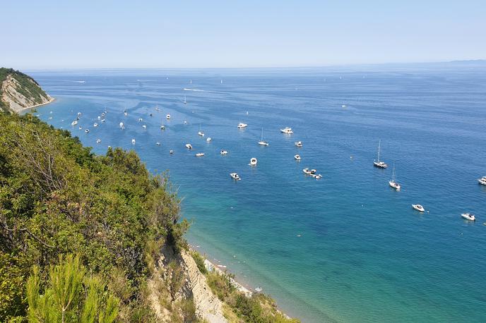 Belvedere plaža obala morje | Sidranje je dovoljeno povsod, kjer ni prepovedano, to pa je tam, kjer je uprava to pred tremi leti označila s posebnimi plovki. Zasidrajo se lahko na razdalji 150 metrov od obale. | Foto Metka Prezelj