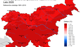 Leto 2020 eno najtoplejših od leta 1961