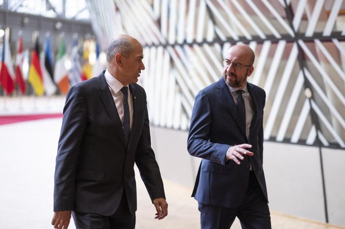 Slovenski premier Janez Janša in predsednik Evropskega sveta Charles Michel | Foto: STA ,