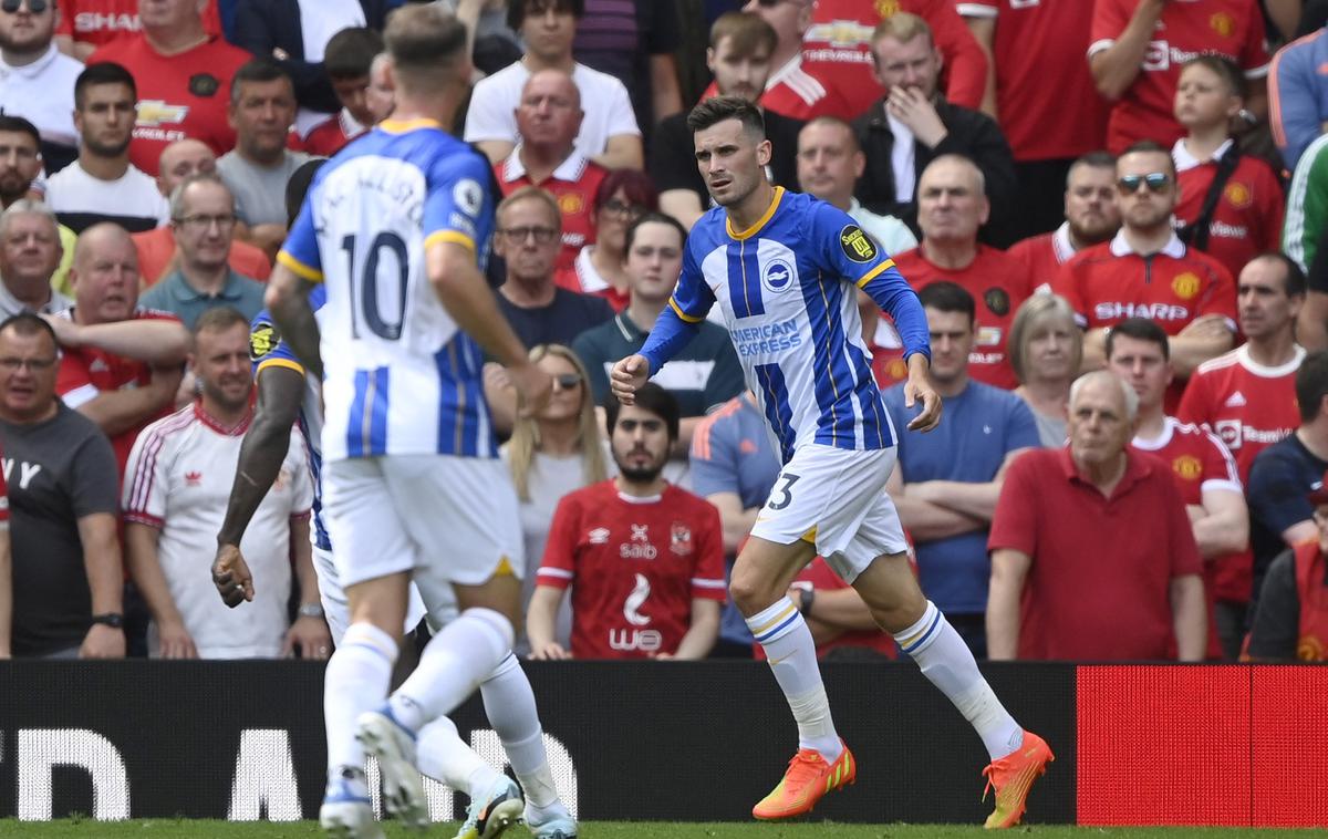 Brighton Pascal Gross | Nemec Pascal Gross je v prvem polčasu dvakrat premagal vratarja Manchester Uniteda Davida de Geo. V karieri je rdečim vragom zabil že šest zadetkov. | Foto Reuters