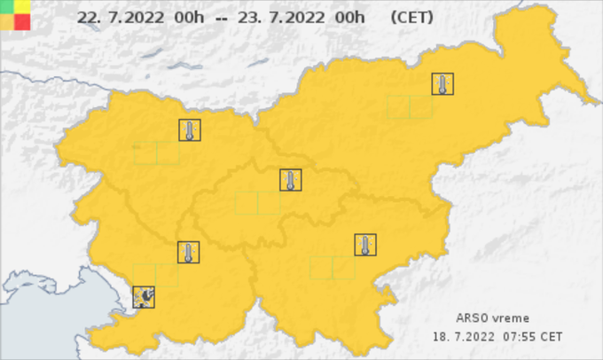 Konec tega tedna lahko pričakujemo zelo visoke temperature, med 34 in 39 stopinjami Celzija. | Foto: ARSO Meteo