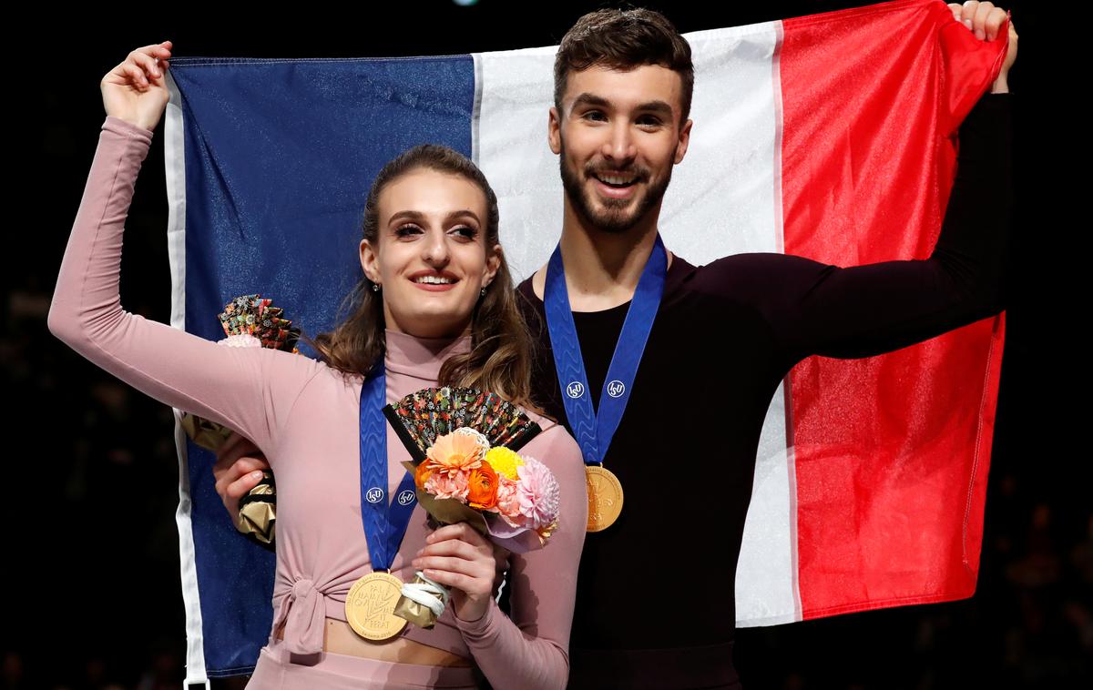 Gabriella Papadakis in Guillaume Cizeron | Gabriella Papadakis in Guillaume Cizeron ostajata svetovna prvaka v konkurenci plesnih parov. | Foto Reuters