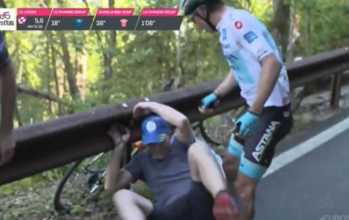 giro lopez navijač | Navijač, ki je v predzadnji etapi letošnjega Gira s kolesa po nesreči sklatil Kolumbijca Miguela Angela Lopeza, globoko obžaluje dogodek in se opravičuje za incident. | Foto zajem zaslona