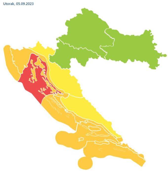 vreme, Hrvaška, opozorilo 05092023 | Foto: DHMZ
