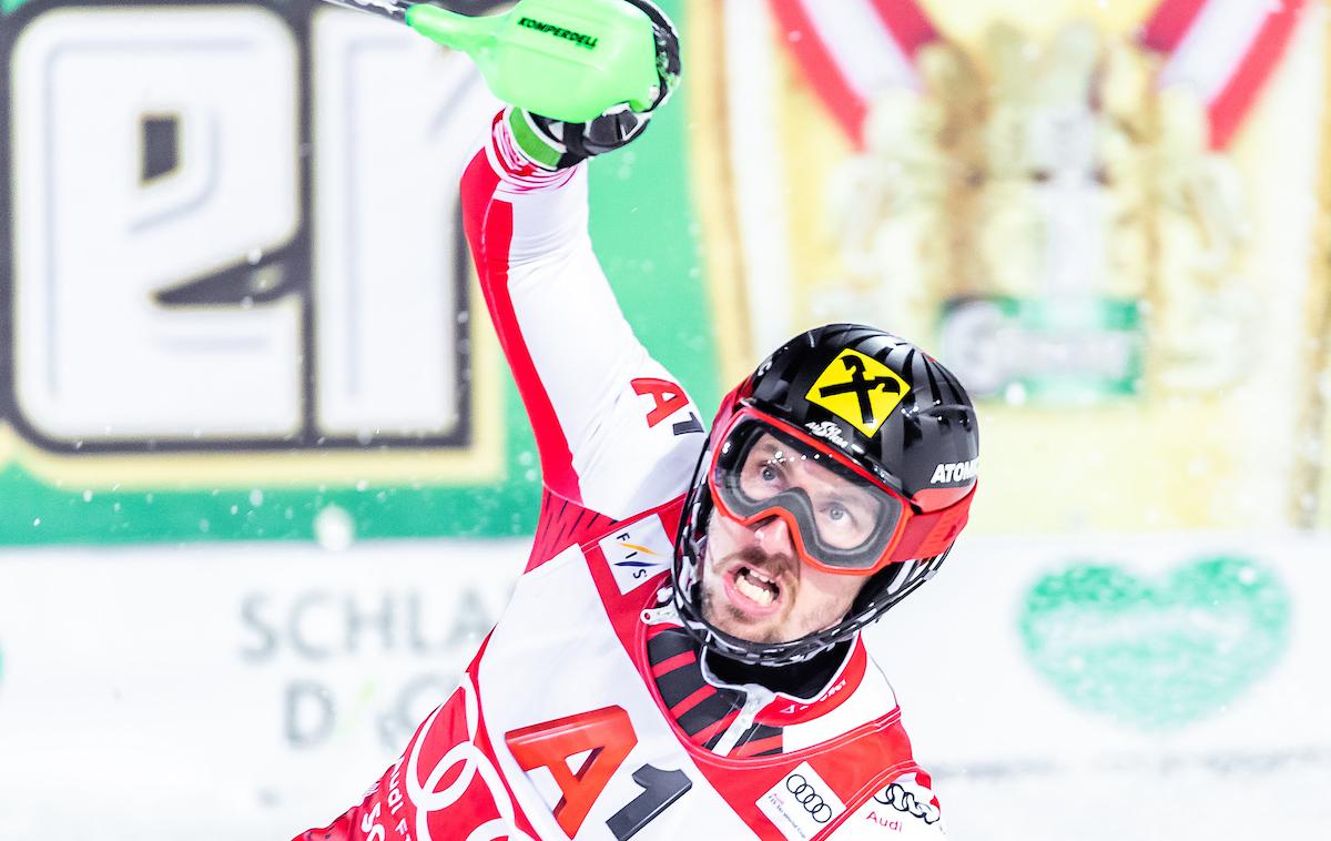 Marcel Hirscher | Marcel Hirscher je zmagovalec nočnega slaloma v Schladmingu, ki si ga je ogledalo okoli 50.000 gledalcev. Avstrijec slavi že 68. zmago svetovnega pokala. | Foto Sportida