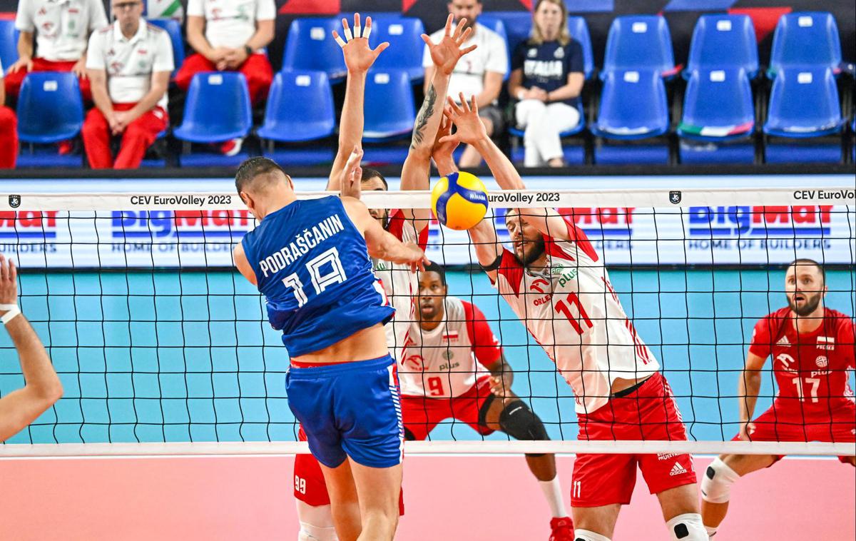 poljska odbojkarska reprezentanca, srbska odbojkarska reprezentanca | Poljaki so v četrtfinalu s 3:1 premagali Srbe in napredovali v polfinale. V tem se bodo pomerili s Slovenci. | Foto CEV