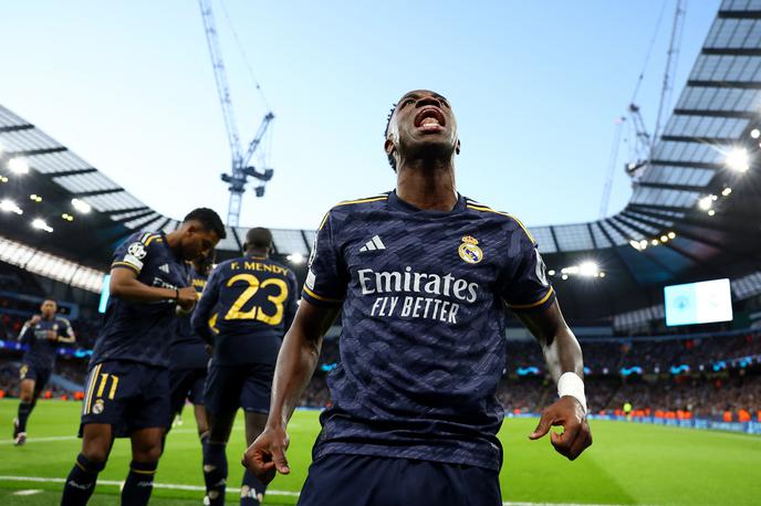 Real Madrid  Vinicius Junior | Takole se je po golu Rodryga vodstva Reala Madrida z 1:0 veselil Vinicius Junior. | Foto Reuters