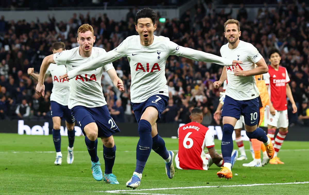 Tottenham | Mrežo Arsenala je v severnolondonskem derbiju zatresel tudi Južnokorejec Son Heung-min. | Foto Reuters