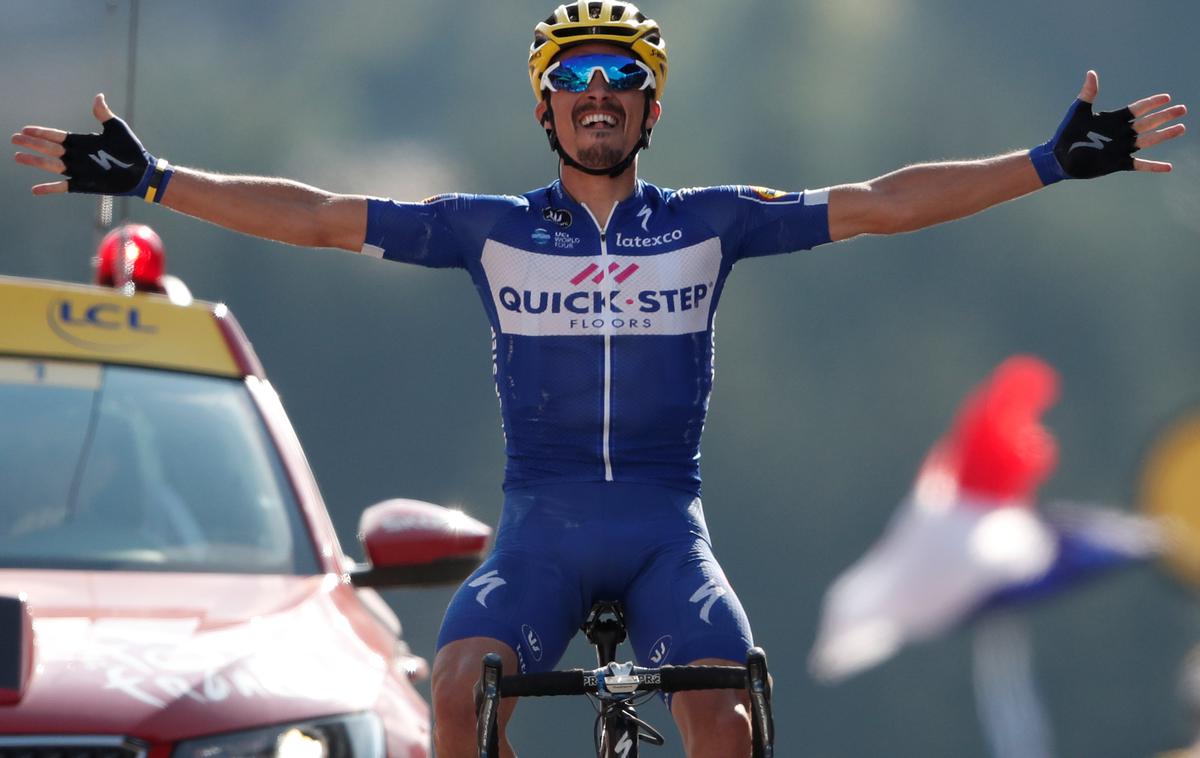 Julian Alaphilippe | Julian Alaphilippe je zmagovalec italijanske enodnevne klasike Strade Bianche. | Foto Reuters