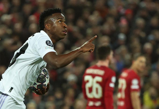 Vinicius Junior jo je v dresu Reala že večkrat zagodel Liverpoolu. V sredo bo z belimi baletniki gostoval na Anfieldu. | Foto: Reuters