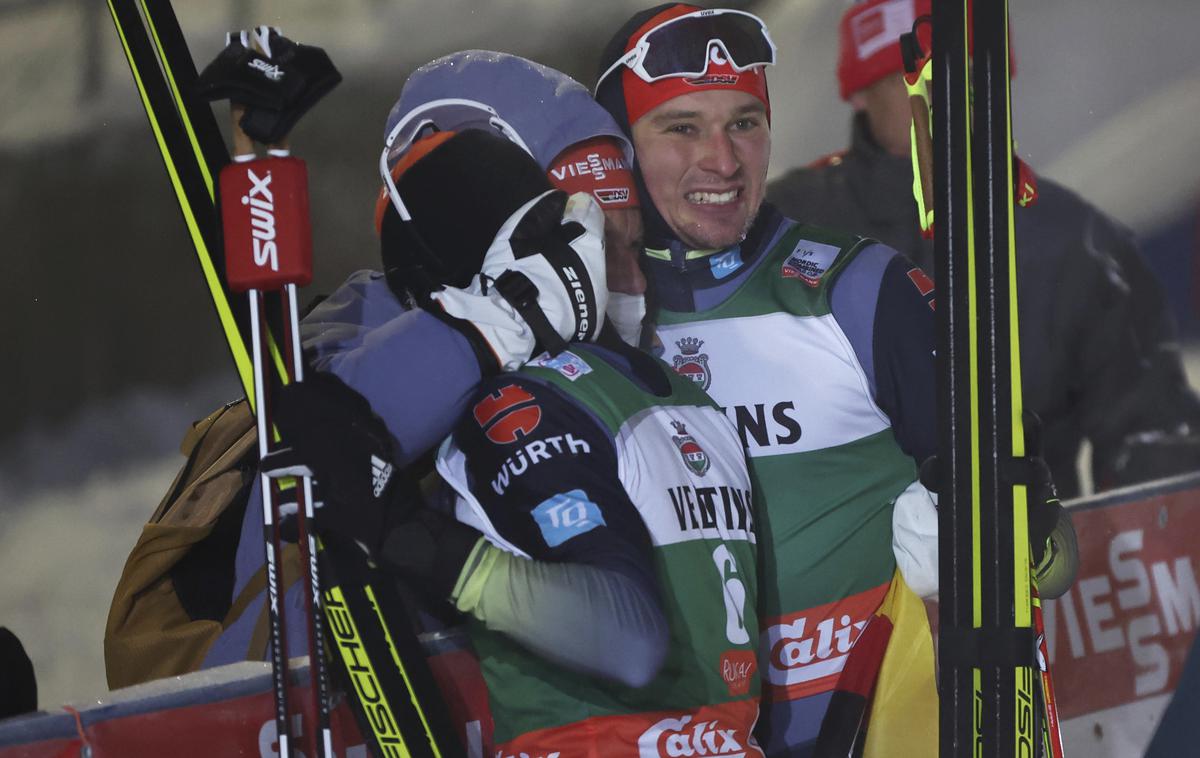 Terence Weber, nordijska kombinacija | Nemci so se veselili trojne zmage, čisto na vrhu pa Terence Webber (desno). | Foto Guliverimage