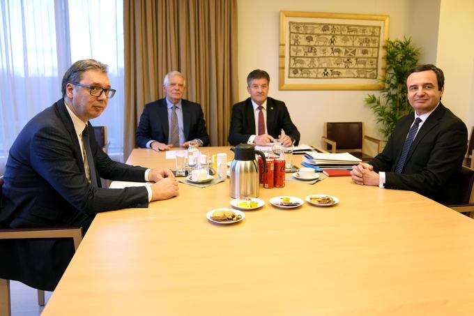 Aleksandar Vučić, Albin Kurti, Josep Borrell in Miroslav Lajčak | Foto: Guliverimage