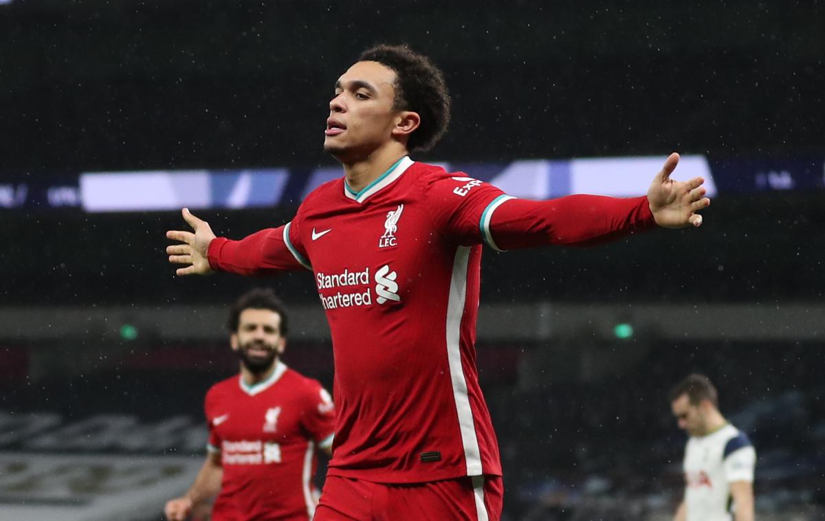 Trent Alexander-Arnold | Liverpool je na današnji tekmi prekinil tudi 492 minut dolg strelski post, z zadetki pa je tudi dosegel novo zmago in se prebil na četrto mesto lestvice. | Foto Reuters