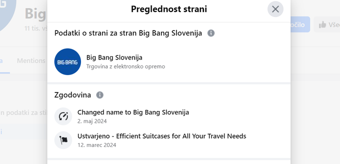 Orodje Preglednost strani na Facebooku je lahko zelo uporaben vir informacij o verodostojnosti določene strani, ki nam prodaja ali podarja nekaj predobrega, da bi bilo lahko resnično. | Foto: posnetek zaslona/Marine Traffic