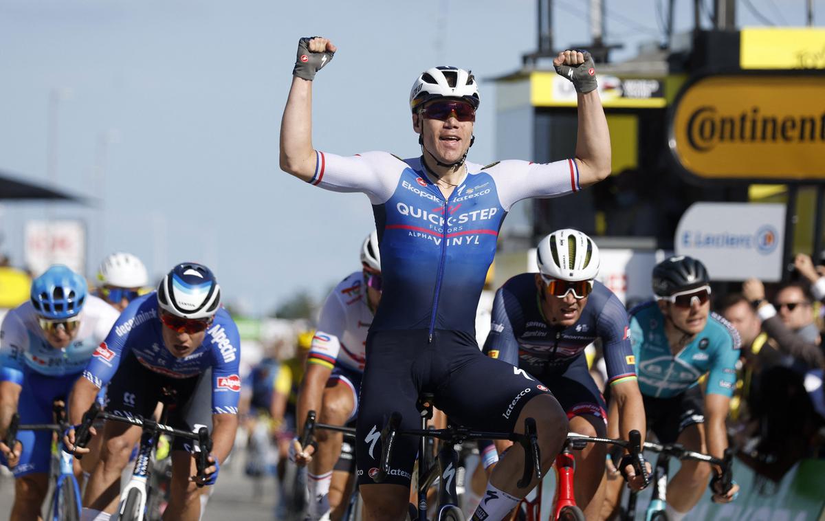 Fabio Jakobsen, TDF22 | Fabio Jakobsen je zmagovalec kaotične druge etape letošnjega Toura. | Foto Reuters