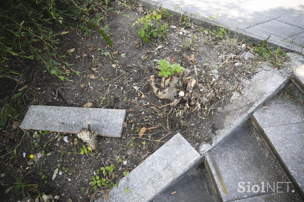 Propadajoče stopnice na železniški postaji