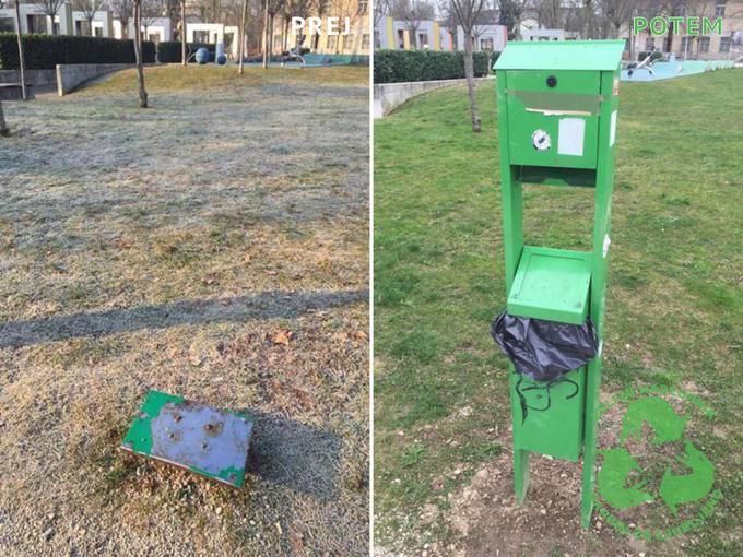 "Na pobudo člana društva je bil nameščen nov boks za pasje odpadke, ki bo omogočal lastnikom psov, da pospravijo za svojimi prijatelji." | Foto: Društvo Zelenih nadzornikov