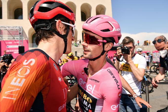 Gospoda z veliko začetnico, Geraint Thomas in Primož Roglič. | Foto: Massimo Paolone/LaPresse/Sipa USA via Reuters Connect