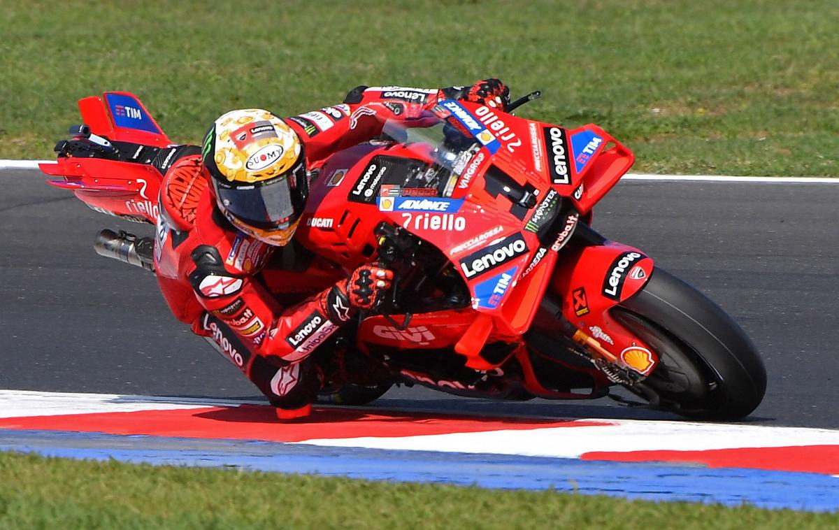 Francesco Bagnaia  Ducati |  Francesco Bagnaia si je opoldne pridirkal prvo štartno mesto za popoldanski šprint in nedeljsko veliko nagrado. | Foto Reuters