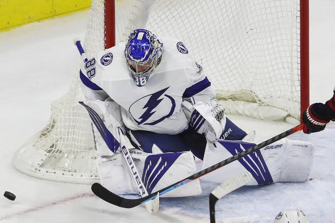 Andrej Vasilevskij | Ruski vratar Andrej Vasilevskij je bil junak druge tekme četrtfinala končnice v osrednji skupini severnoameriške hokejske lige NHL. | Foto Guliverimage