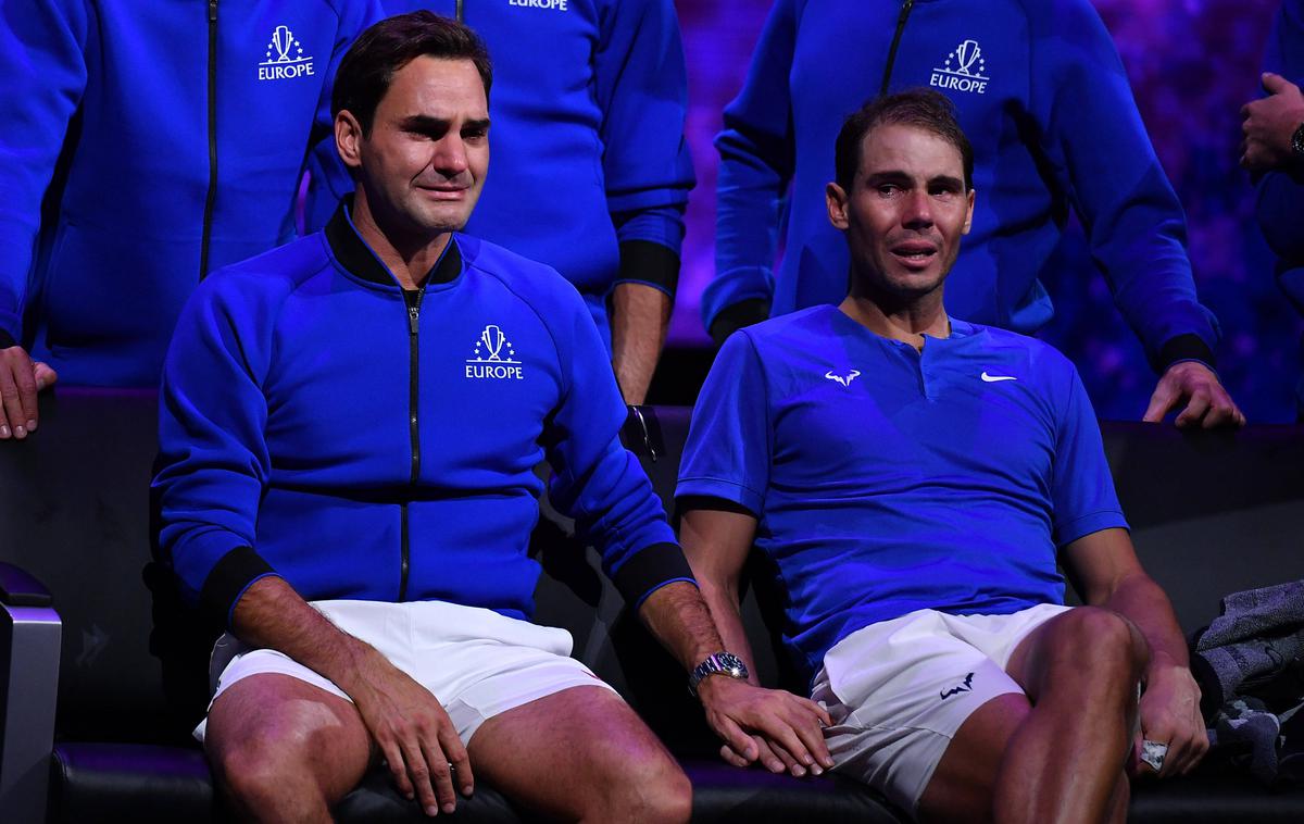 Roger Federer Rafael Nadal Laver Cup 2022 | Solze ob koncu zadnjega Švicarjevega dvoboja so eden izmed Federerjevih najbolj posebnih trenutkov v karieri. | Foto Guliverimage