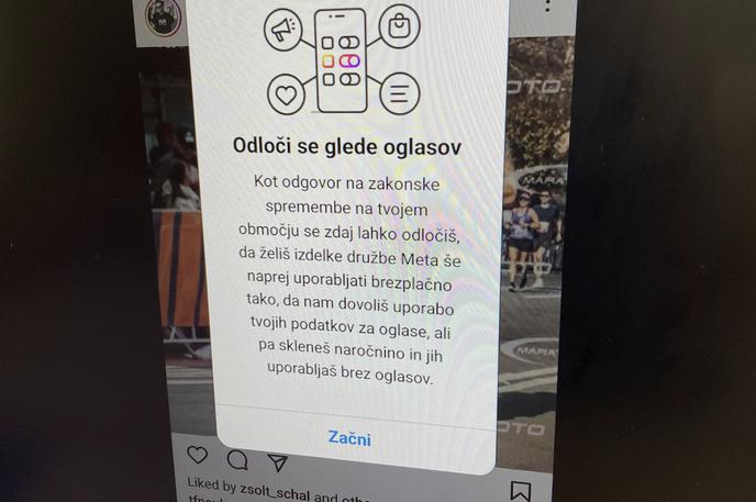 FB Oglasi | Za uporabnika Facebooka ali Instagrama, ki ne bo sklenil naročnine, se ne bo spremenilo nič. | Foto Matic Tomšič