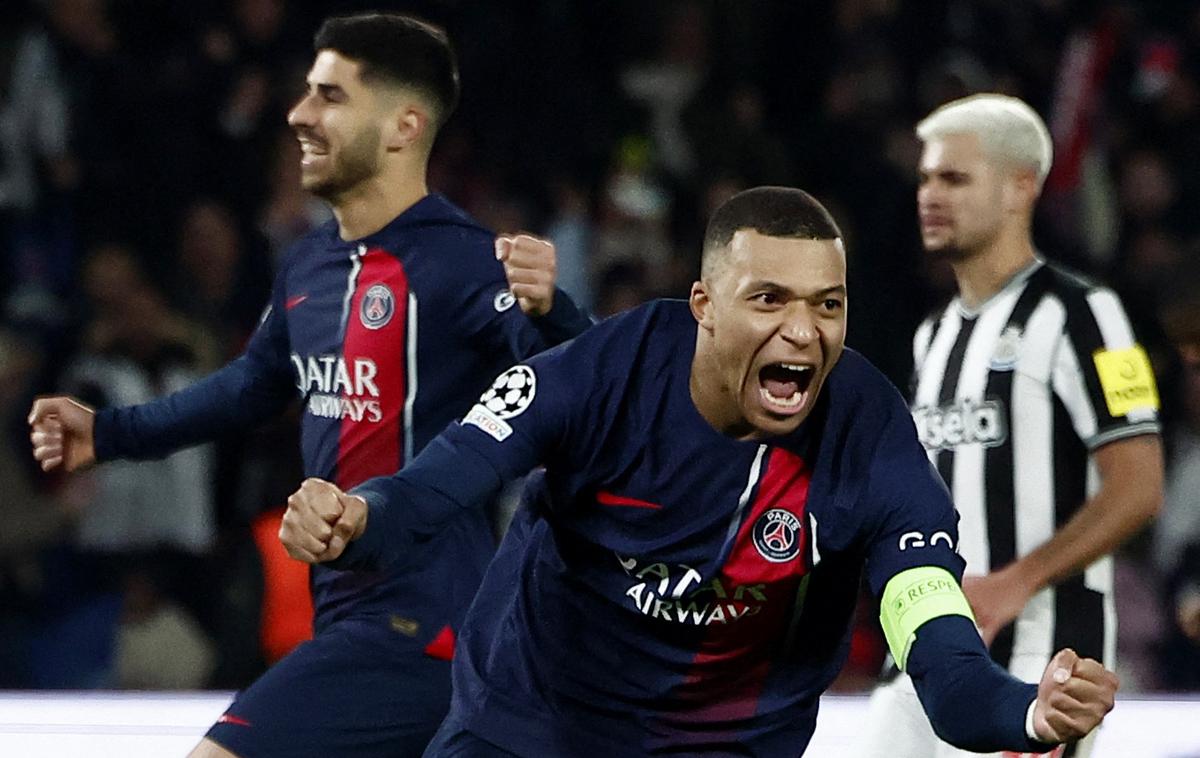 PSG Newcastle | Kylian Mbappe je v 98. minuti PSG popeljal do dragocene točke proti Newcastlu. | Foto Reuters