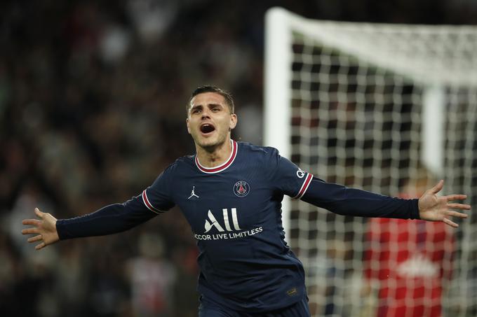 Zmagoviti zadetek za PSG je dosegel Mauro Icardi. V tretji minuti sodnikovega podaljška je zadel v polno po podaji Kyliana Mbappeja. | Foto: Reuters