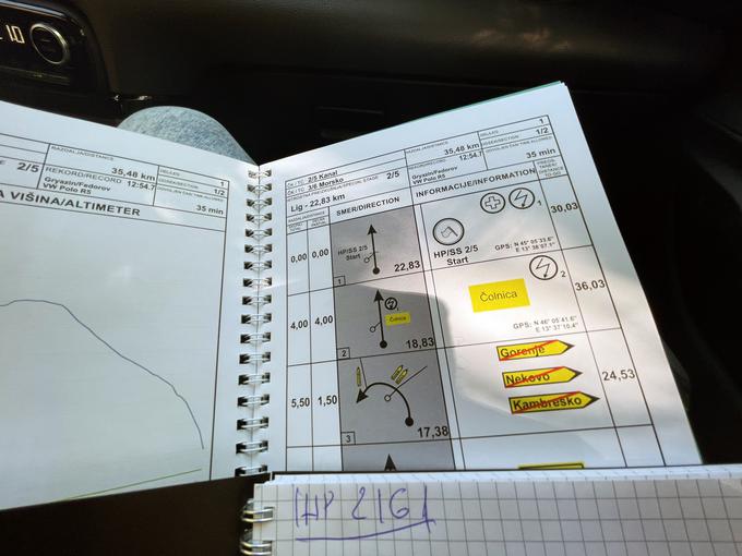 Vsaka posadka dobi tako imenovano potno knjigo, v kateri je natančno opisana celotna trasa – vmesne etape in hitrostne preizkušnje – relija. | Foto: Gregor Pavšič