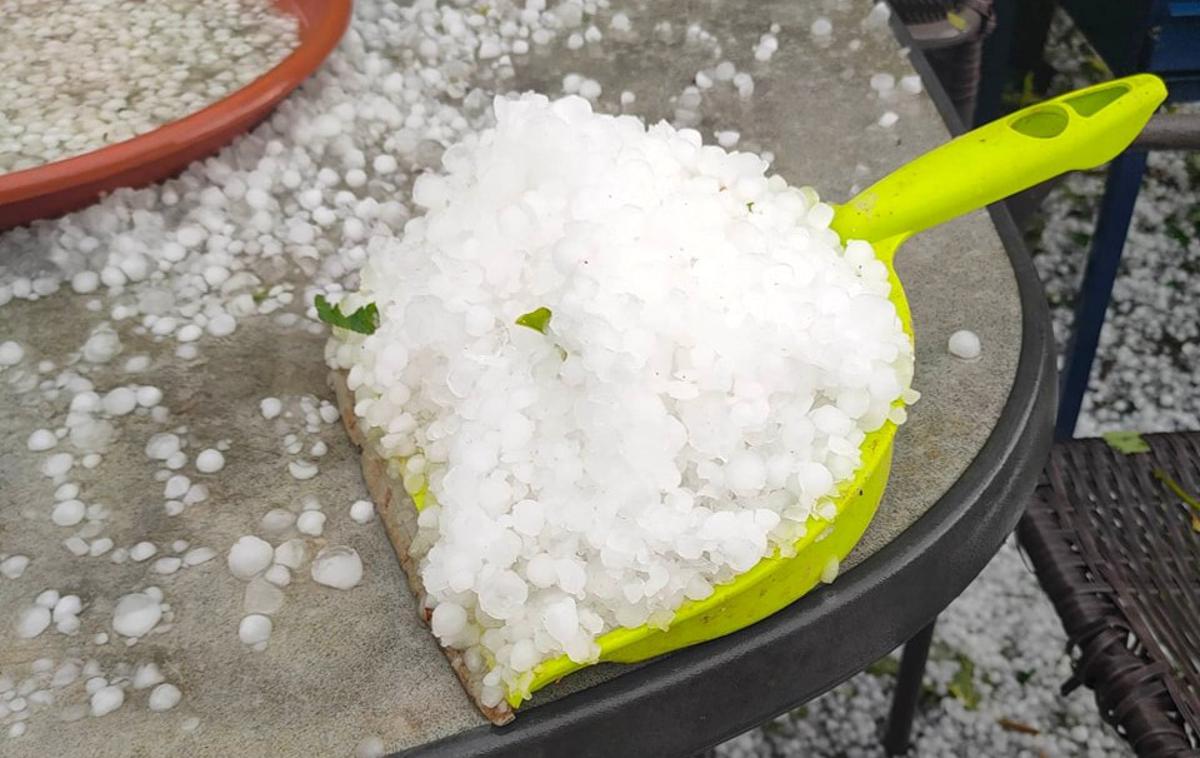 Toča | V petek popoldne je v več slovenskih krajih klestila toča, ki je vinogradnikom, sadjarjem in poljedelcem povzročila ogromno škode. | Foto Facebook/Neurje.si, Andrejka Serdt