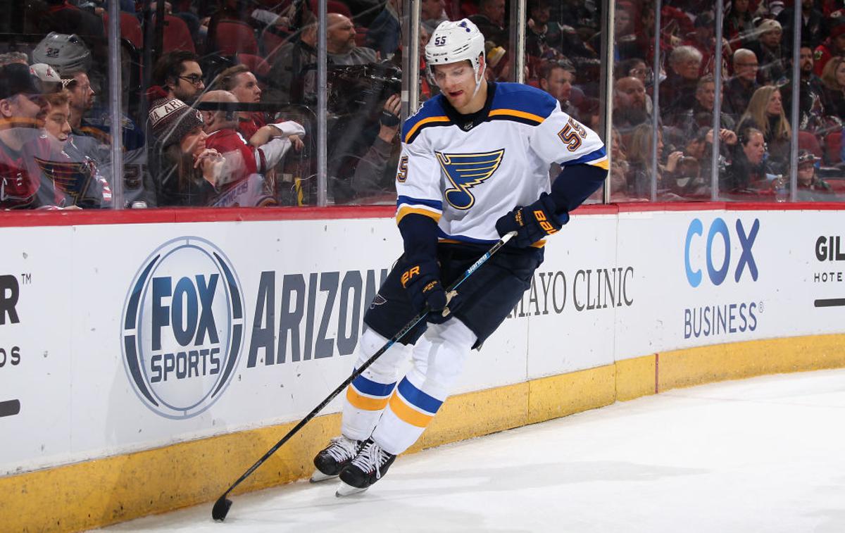 Colton Parayko | Colton Parayko je k zmagi St. Louisa prispeval gol in podajo. Za branilce naslova v ligi NHL je to 35. zmaga v tej sezoni. | Foto Getty Images