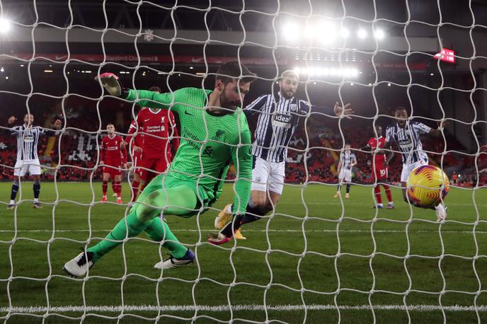 Liverpool WBA | Za WBA je izenačujoči zadetek na Anfieldu v 82. minuti dosegel Semi Ajayi. | Foto Reuters