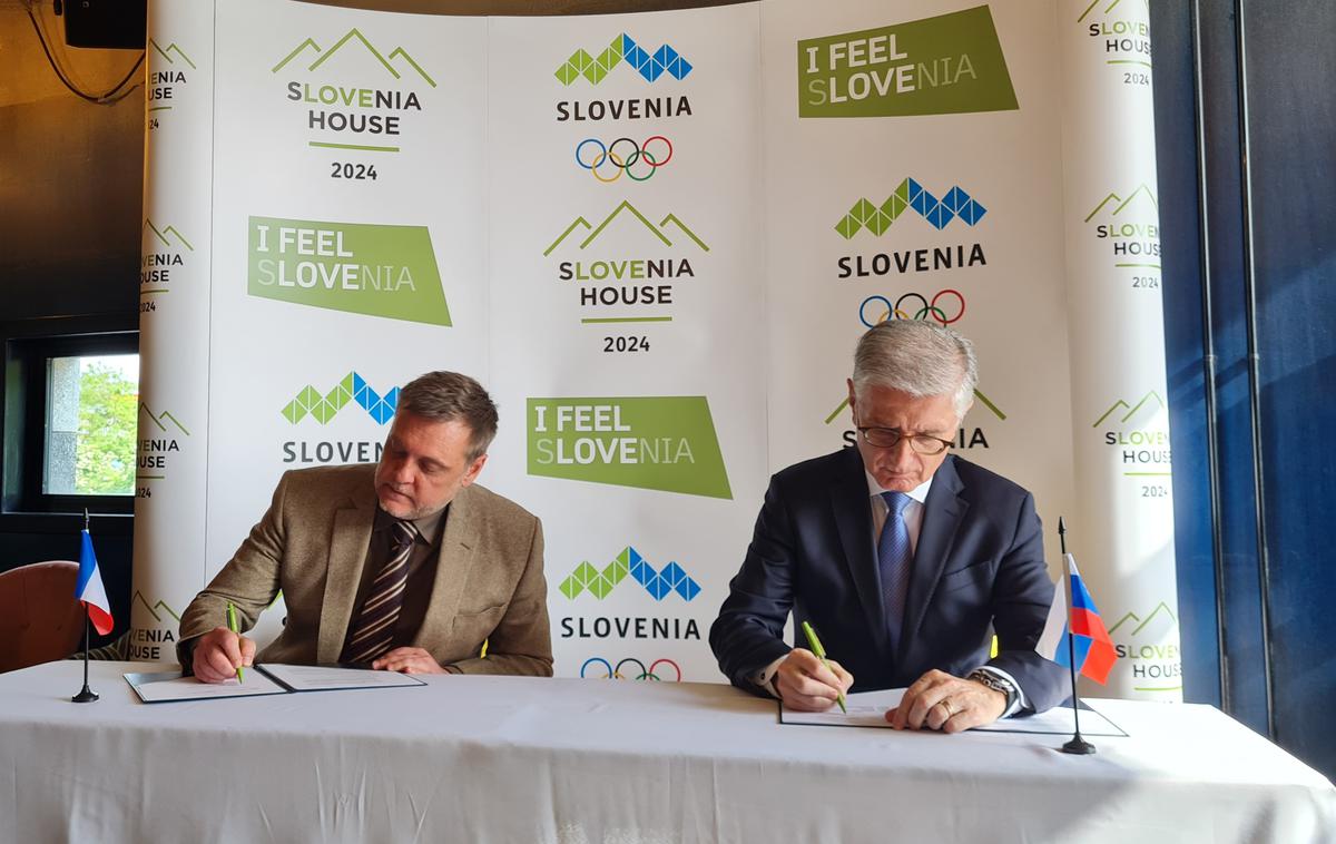 slovenska hiša, olimpijske igre Pariz 2024 | Predsednik Olimpijskega komiteja Slovenije Franjo Bobinac je podpisal pogodbo o najemu prostorov za Slovensko hišo med olimpijskimi igrami v Parizu prihodnje leto. | Foto arhiv OKS