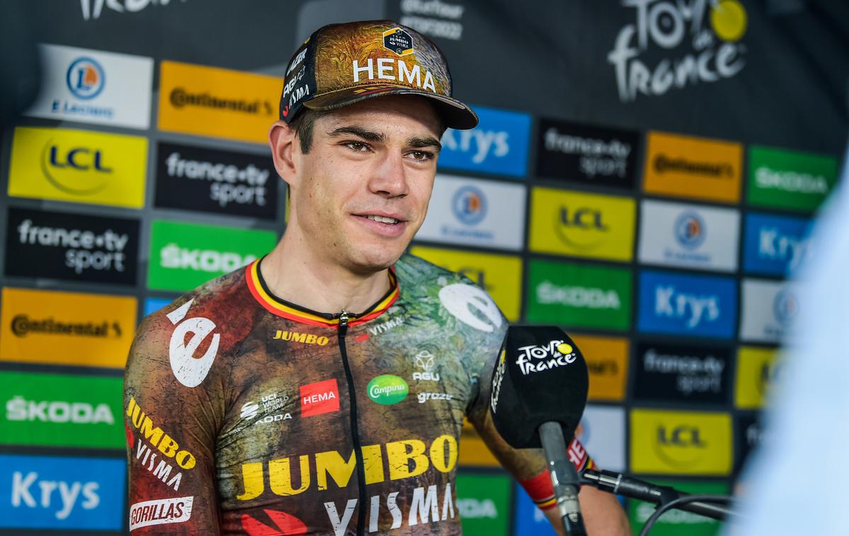 Wout van Aert | Belgijski kolesarski zvezdnik Wout van Aert ni bil navdušen nad vprašanjem o dopingu, ki so mu ga novinarji zastavili na novinarski konferenci po koncu 20. etape Toura.   | Foto A.S.O./Charly Lopez