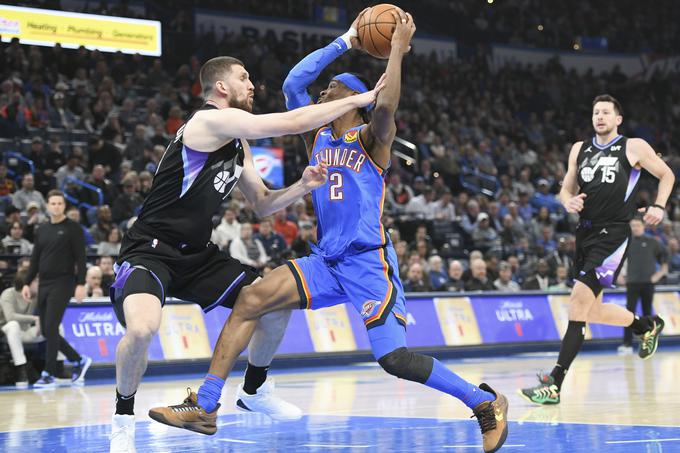 Shai Gilgeous-Alexander je bil proti Utahu neustavljiv, dosegel je kar 54 točk in postavil nov osebni rekord. Že v noči na petek bo s soigralci gostil Dallas. | Foto: Guliverimage