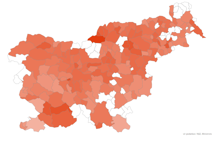 zemljevid | Foto covid-19.sledilnik.org