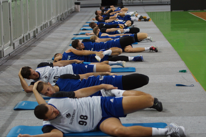 Slovenska reprezentanca se v Stožicah pripravlja na obračuna z Ukrajino in Madžarsko. | Foto: KZS