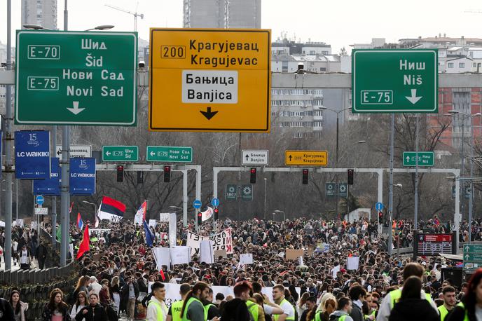 protesti v Beogradu | Študentski protesti v Srbiji so se začeli po novembrskem zrušenju nadstreška na železniški postaji v Novem Sadu, ki je zahtevalo 15 življenj. | Foto Reuters