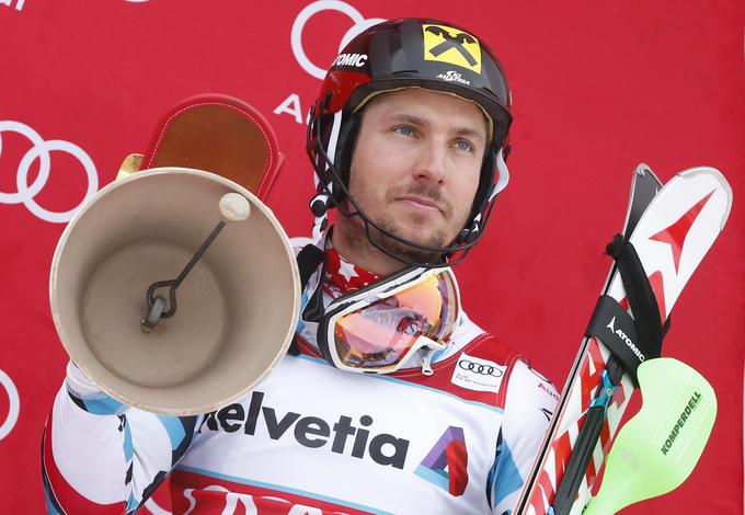 Avstrijski as Marcel Hirscher je s stoprvimi stopničkami na večni lestvici prehitel Marca Girardellija.  | Foto: Reuters