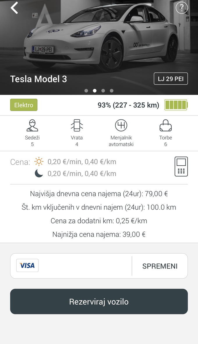 Postopek najema je v aplikaciji enak kot pri ostalih avtomobilih. | Foto: Gregor Pavšič
